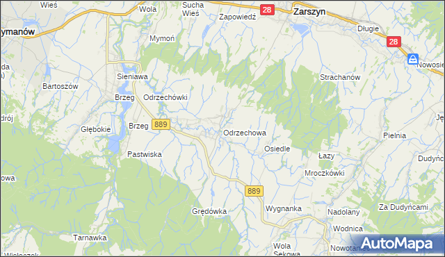 mapa Odrzechowa, Odrzechowa na mapie Targeo