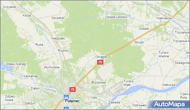 mapa Okrągła, Okrągła na mapie Targeo