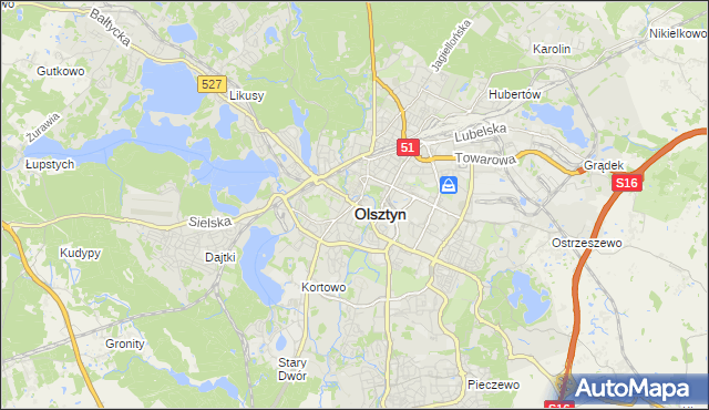 mapa Olsztyna, Olsztyn na mapie Targeo