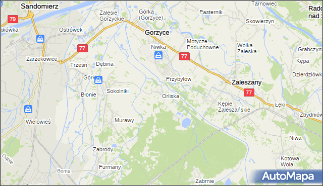 mapa Orliska, Orliska na mapie Targeo