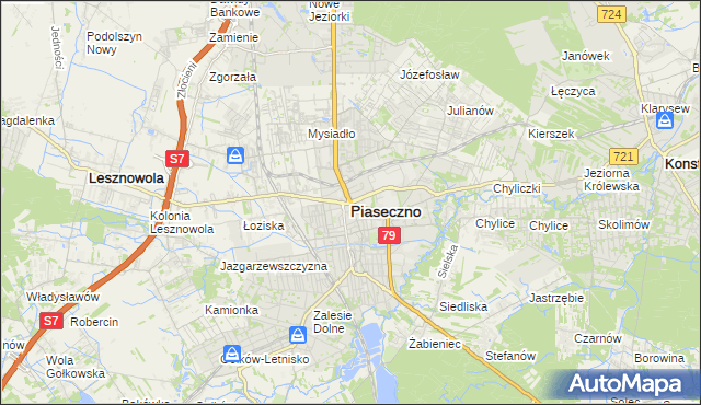 mapa Piaseczno, Piaseczno na mapie Targeo