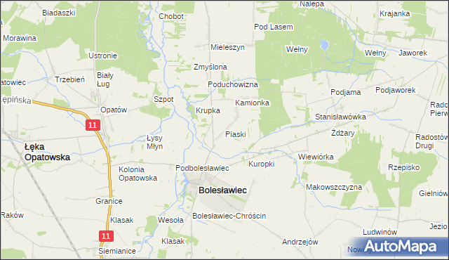 mapa Piaski gmina Bolesławiec, Piaski gmina Bolesławiec na mapie Targeo