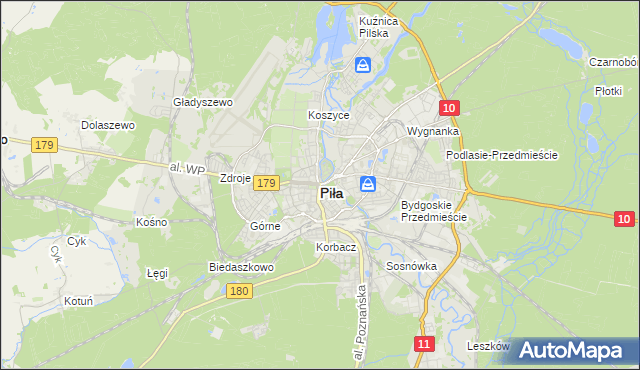 mapa Piły, Piła na mapie Targeo