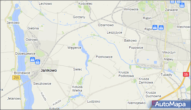 mapa Piotrkowice gmina Inowrocław, Piotrkowice gmina Inowrocław na mapie Targeo