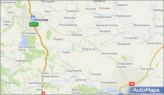 mapa Postronna, Postronna na mapie Targeo