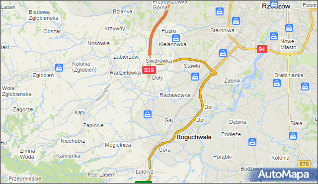 mapa Racławówka, Racławówka na mapie Targeo