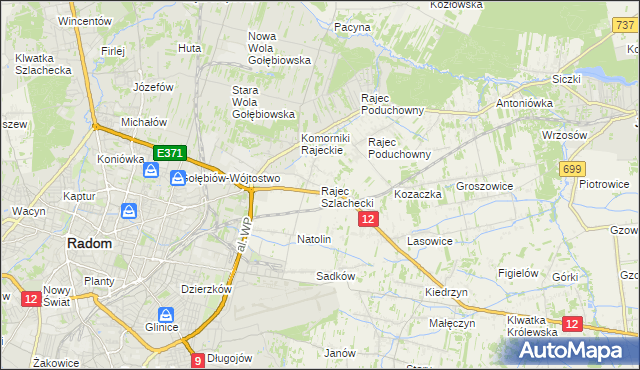 mapa Rajec Szlachecki, Rajec Szlachecki na mapie Targeo