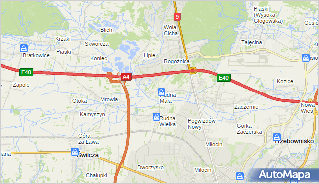 mapa Rudna Mała gmina Głogów Małopolski, Rudna Mała gmina Głogów Małopolski na mapie Targeo