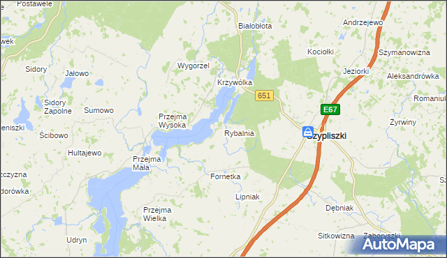 mapa Rybalnia, Rybalnia na mapie Targeo