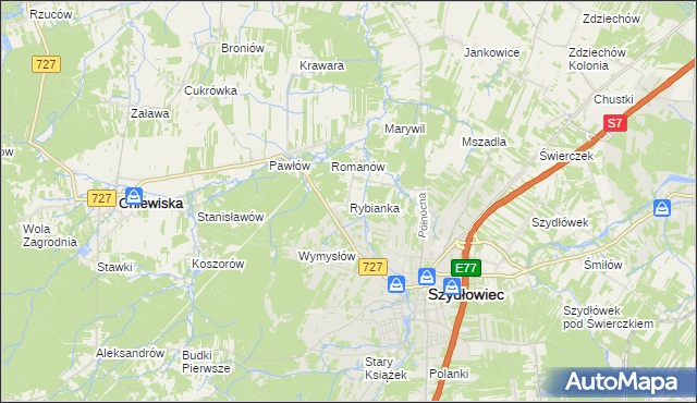 mapa Rybianka, Rybianka na mapie Targeo