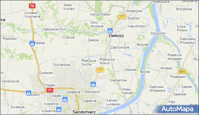 mapa Rzeczyca Mokra, Rzeczyca Mokra na mapie Targeo