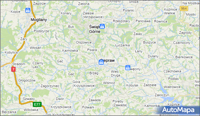 mapa Siepraw, Siepraw na mapie Targeo