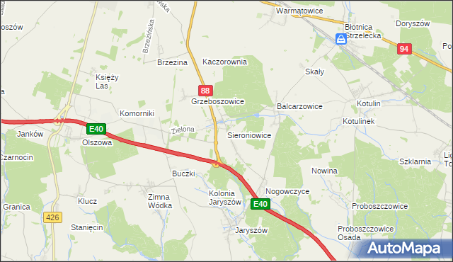 mapa Sieroniowice, Sieroniowice na mapie Targeo