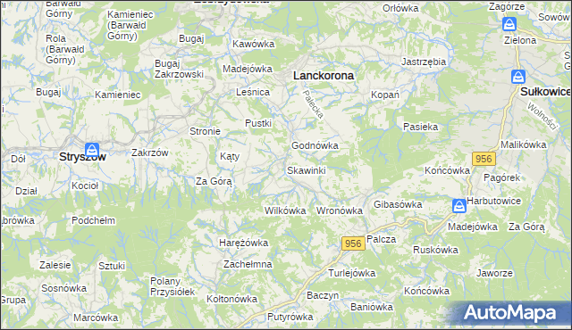 mapa Skawinki, Skawinki na mapie Targeo