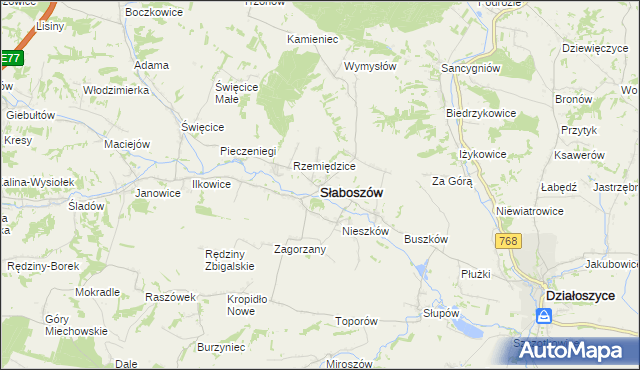 mapa Słaboszów, Słaboszów na mapie Targeo