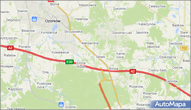 mapa Słowik gmina Zgierz, Słowik gmina Zgierz na mapie Targeo