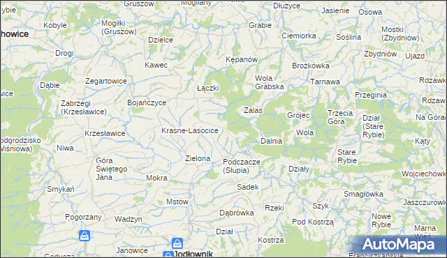 mapa Słupia gmina Jodłownik, Słupia gmina Jodłownik na mapie Targeo