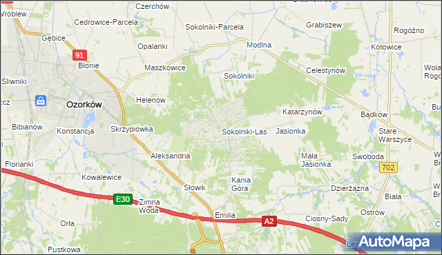 mapa Sokolniki-Las, Sokolniki-Las na mapie Targeo