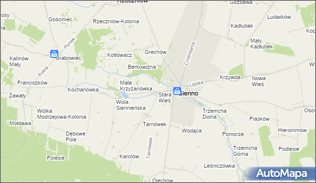mapa Stara Wieś gmina Sienno, Stara Wieś gmina Sienno na mapie Targeo