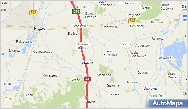 mapa Stare Piaski gmina Bielawy, Stare Piaski gmina Bielawy na mapie Targeo