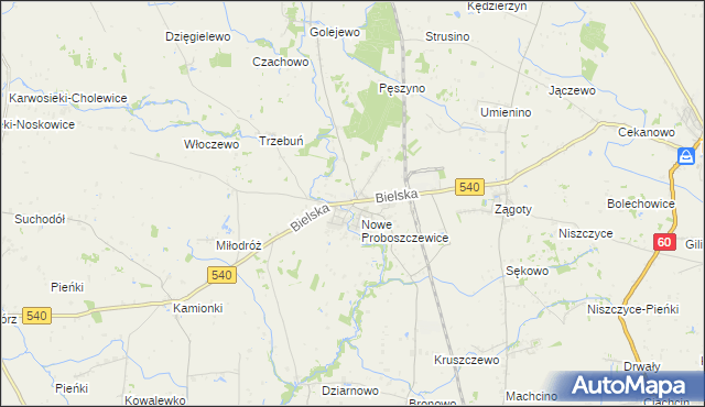 mapa Stare Proboszczewice, Stare Proboszczewice na mapie Targeo