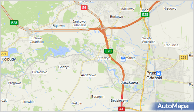 mapa Straszyn, Straszyn na mapie Targeo