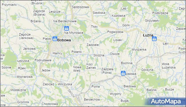 mapa Stróżna, Stróżna na mapie Targeo