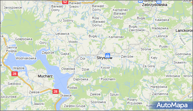 mapa Stryszów, Stryszów na mapie Targeo