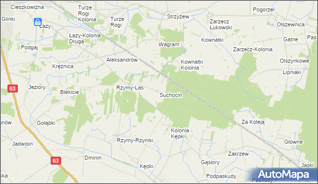 mapa Suchocin gmina Łuków, Suchocin gmina Łuków na mapie Targeo