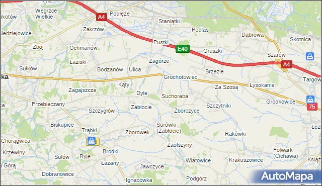 mapa Suchoraba, Suchoraba na mapie Targeo