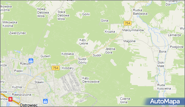 mapa Sudół gmina Bodzechów, Sudół gmina Bodzechów na mapie Targeo