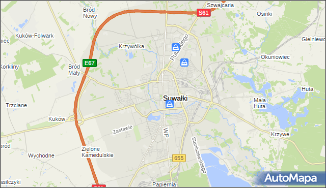 mapa Suwałk, Suwałki na mapie Targeo