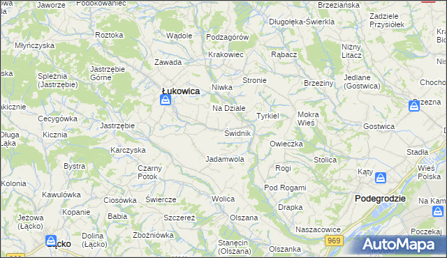 mapa Świdnik gmina Łukowica, Świdnik gmina Łukowica na mapie Targeo