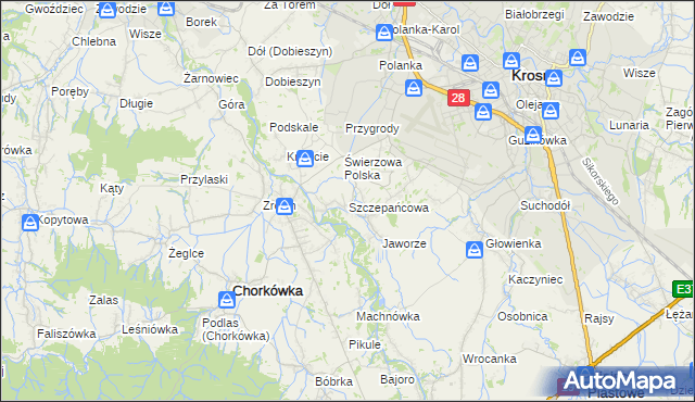 mapa Szczepańcowa, Szczepańcowa na mapie Targeo