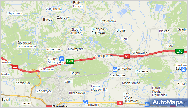 mapa Szczepanów gmina Brzesko, Szczepanów gmina Brzesko na mapie Targeo