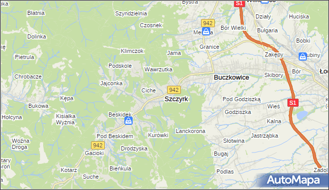 mapa Szczyrk, Szczyrk na mapie Targeo