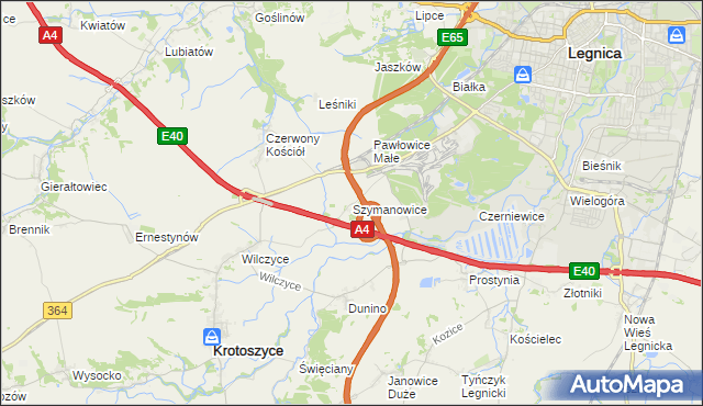 mapa Szymanowice gmina Krotoszyce, Szymanowice gmina Krotoszyce na mapie Targeo