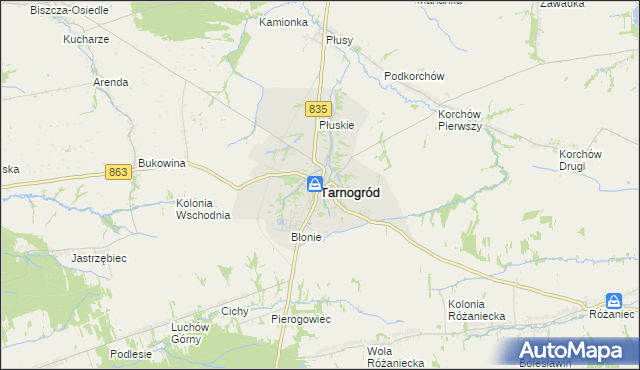 mapa Tarnogród, Tarnogród na mapie Targeo