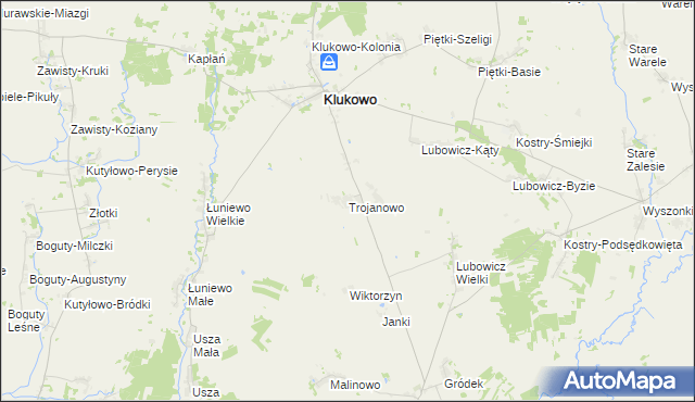 mapa Trojanowo gmina Klukowo, Trojanowo gmina Klukowo na mapie Targeo