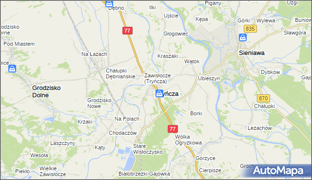 mapa Tryńcza, Tryńcza na mapie Targeo