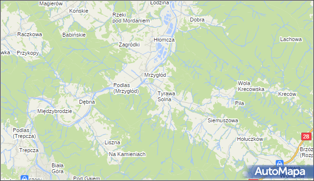 mapa Tyrawa Solna, Tyrawa Solna na mapie Targeo