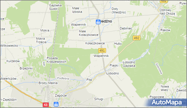 mapa Wapiennik gmina Kłobuck, Wapiennik gmina Kłobuck na mapie Targeo