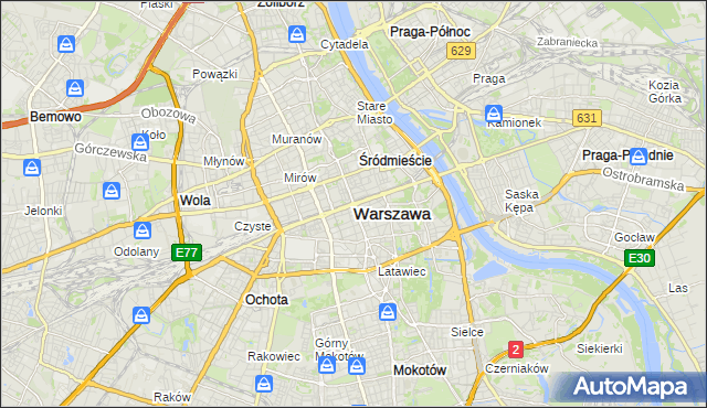 mapa Warszawy, Warszawa na mapie Targeo