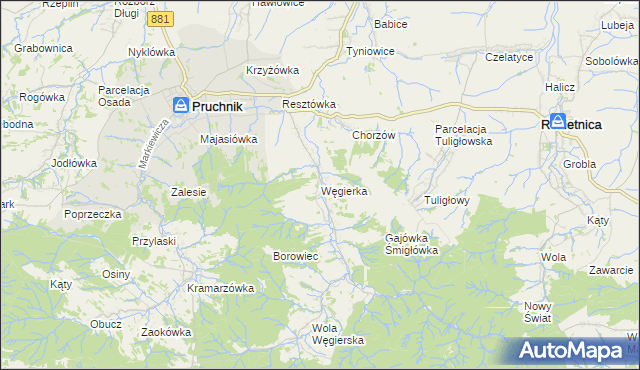 mapa Węgierka, Węgierka na mapie Targeo