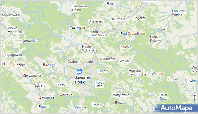 mapa Widaczów, Widaczów na mapie Targeo