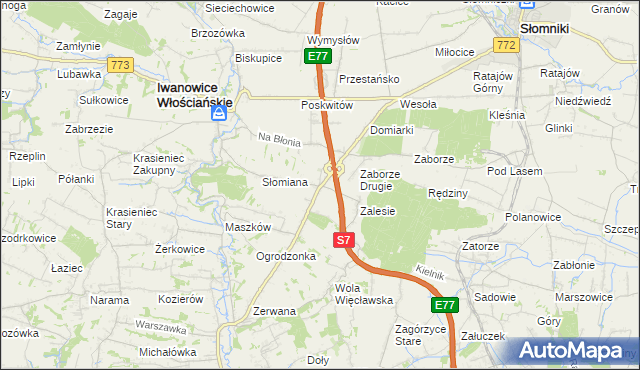 mapa Widoma gmina Iwanowice, Widoma gmina Iwanowice na mapie Targeo