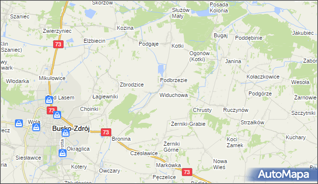 mapa Widuchowa gmina Busko-Zdrój, Widuchowa gmina Busko-Zdrój na mapie Targeo