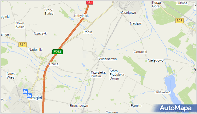 mapa Widziszewo, Widziszewo na mapie Targeo