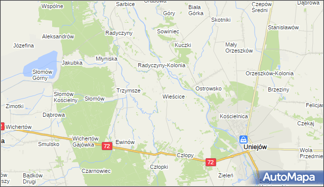 mapa Wieścice, Wieścice na mapie Targeo