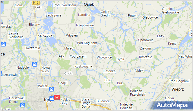 mapa Witkowice gmina Kęty, Witkowice gmina Kęty na mapie Targeo